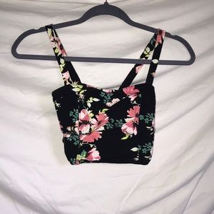 Mudd Black Floral Crop top
